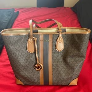 Michael Kors Eva Large Logo Stripe Tote